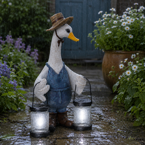 Solar Duck Garden Ornament with LED Lantern