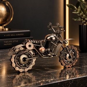 Bronze Metal Motorbike Ornament – Vintage Scrambler Bike Decorative Sculpture