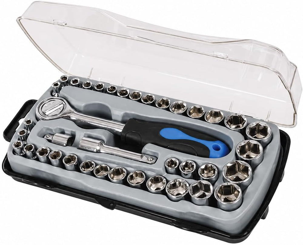39 piece socket set with ratchets and extension bars