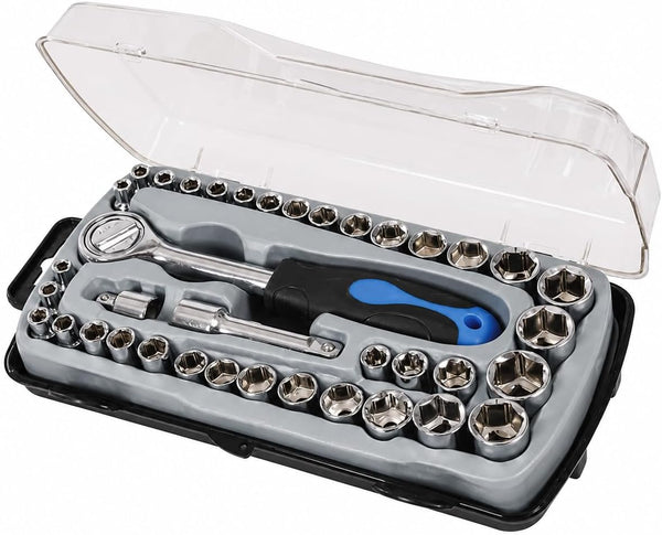 39 piece socket set with ratchets and extension bars