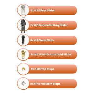 22 Piece Zipper Repair Kit for Jackets, Jeans, Bags & Broken Zip Fixes