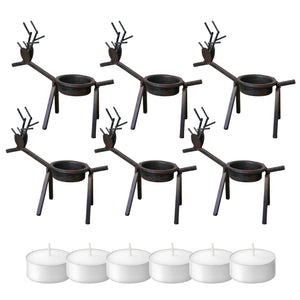 6pc Reindeer Metal Tea Light Candle Holders Christmas Decorations