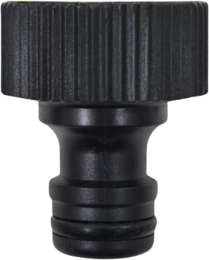Black 3/4 inch BSP threaded tap connector.