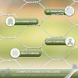 5m Galvanised Chicken Wire Netting 25mm Mesh Fence Roll