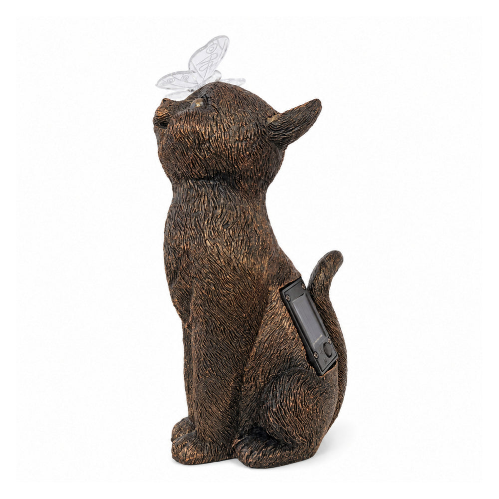 Solar Cat with Butterfly Garden Ornament Light