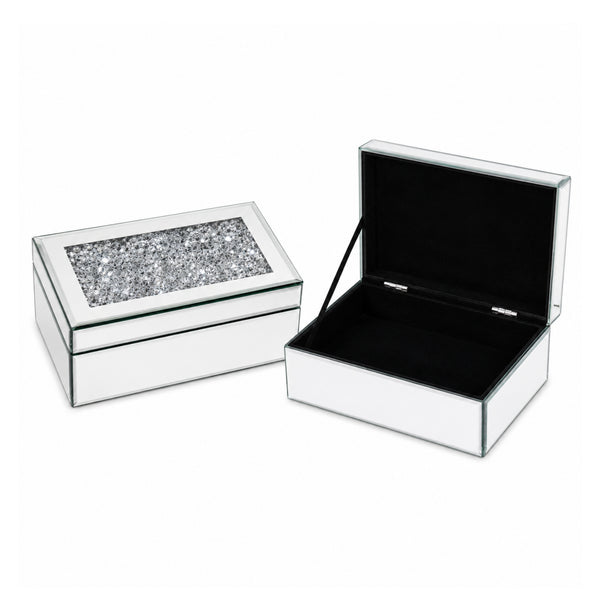 Crushed Diamond Mirrored Jewellery Box – Glam Vanity Storage Organizer
