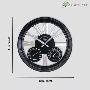 Three in one garden weather wall clock