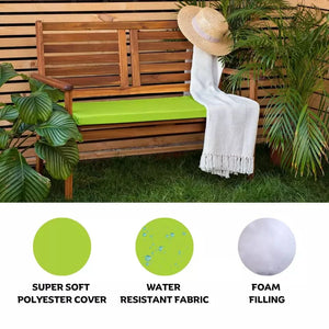 Light green garden cushion suitable for three seater bench