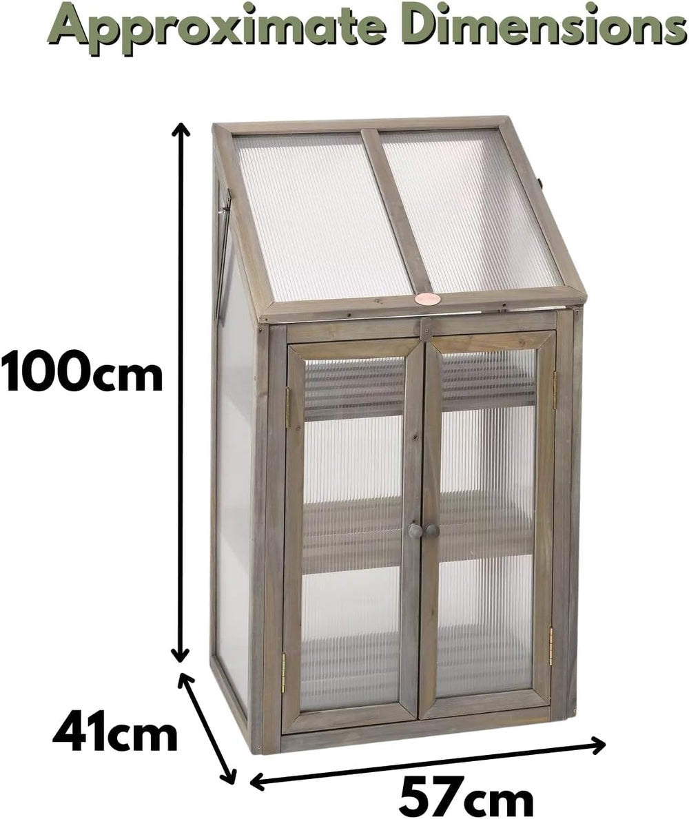 Wooden three tier cold frame mini greenhouse