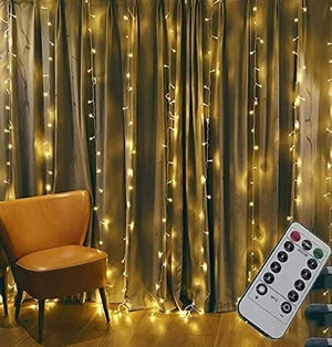 Warm white waterfall curtain lights with 300 LEDs