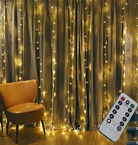 Warm white waterfall curtain lights with 300 LEDs
