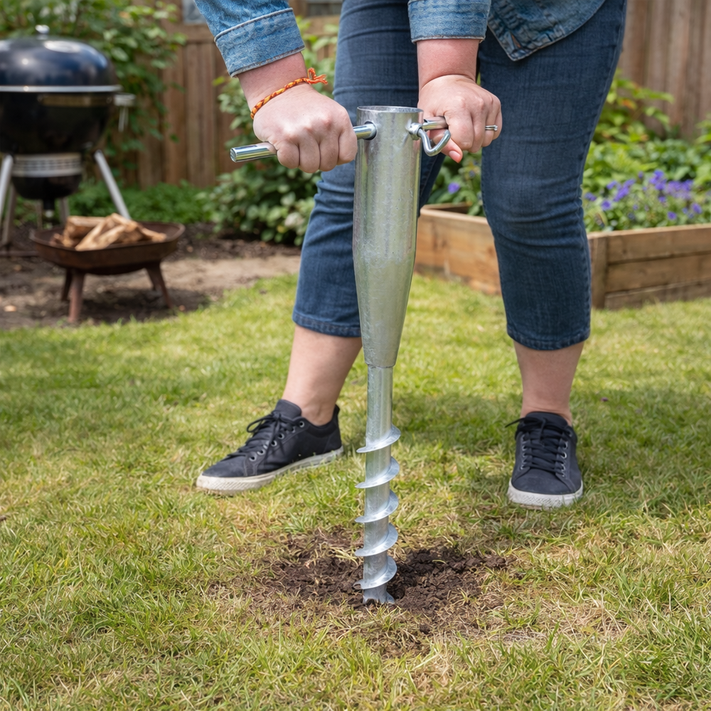 Large Silver Screw-In Ground Spike for Parasols & Garden Posts