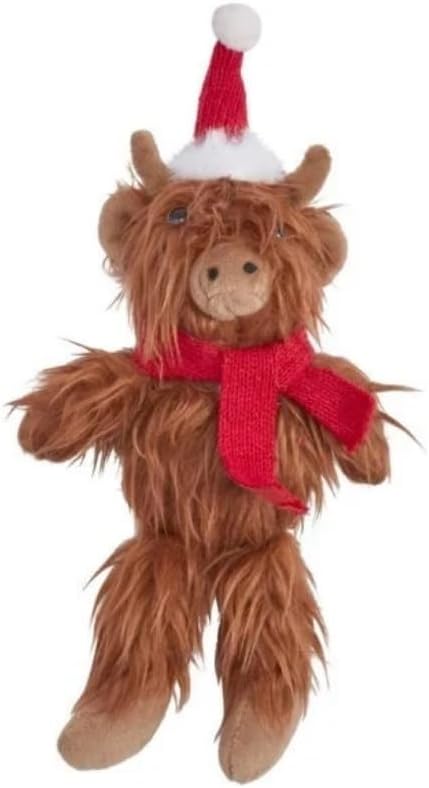 Plush Highland Cow Christmas Tree Decoration