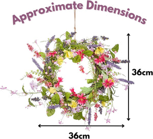 Colourful pastel floral wreath for home entrance