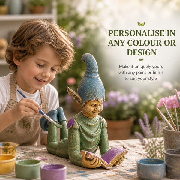 Christmas Reading Elf Resin Ornament – Festive Shelf & Table Decoration
