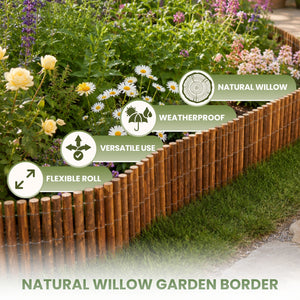 Willow Edging, Garden Edges Borders roll Edging, Flower beds, Borders and Drives 30cm x 2m
