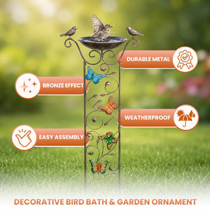 Bronze Effect Bird Bath Garden Trellis – Weatherproof Outdoor Bird Feeder
