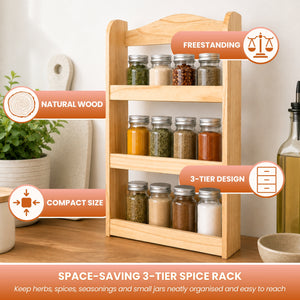 3 Tier Wooden Spice Rack Kitchen Storage Shelf