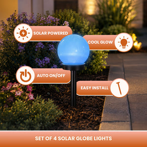 4 Pack Solar Globe Stake Lights for Garden Paths, Patio & Outdoor Lighting