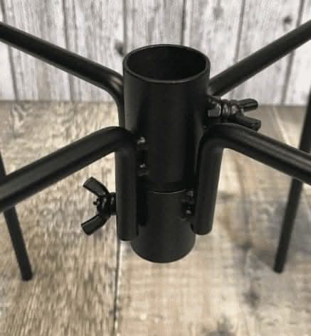 Bird feeder ground support with four steel prongs