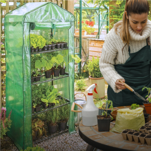 Four tier mini greenhouse with reinforced protective cover