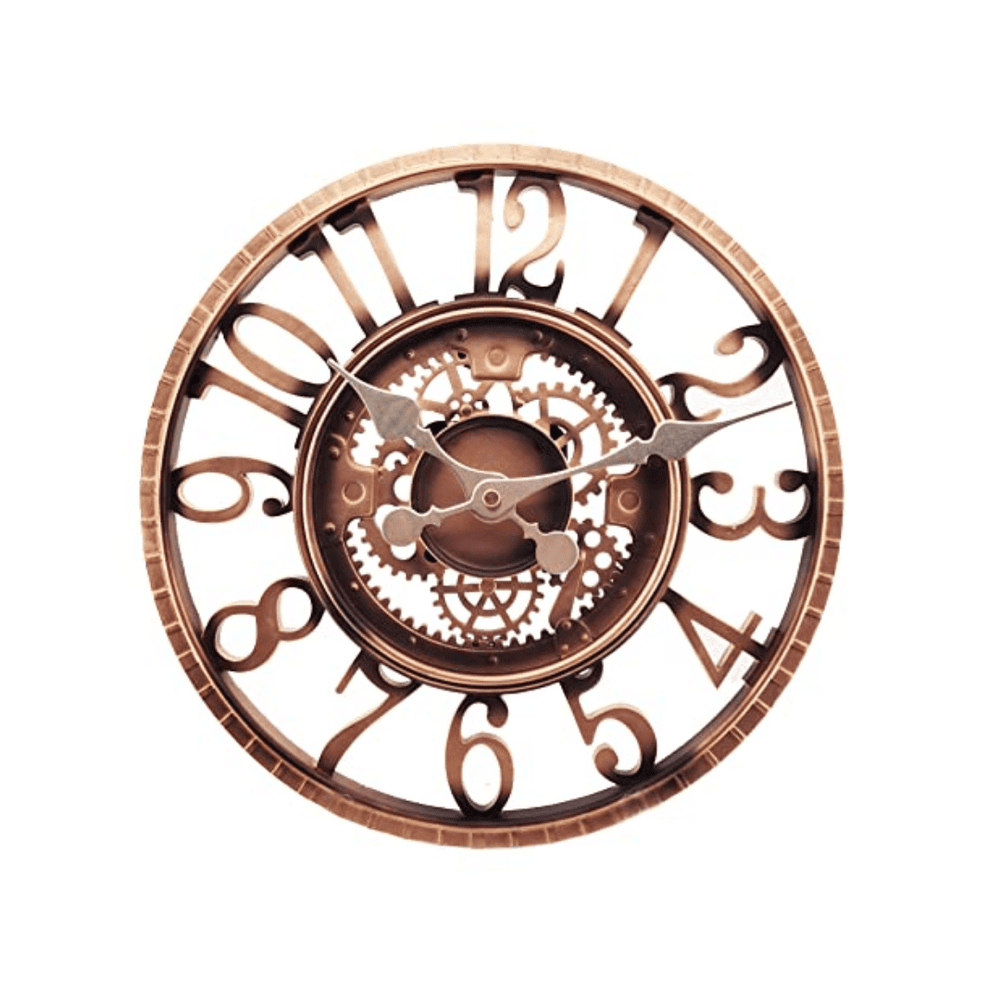 Vintage Style Bronze Round Wall Clock with Arabic Numerals