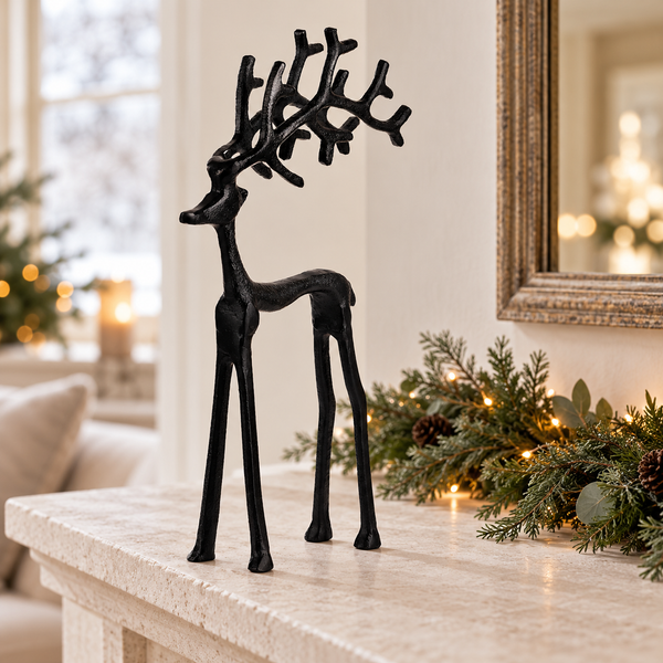 Black 30cm Large Reindeer Christmas Decoration