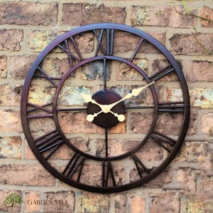 50cm black garden wall clock with Roman numerals