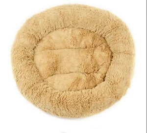 50cm tan plush pet bed for cats and dogs