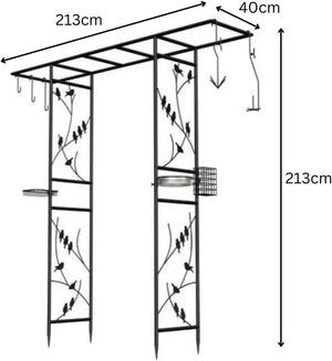 Metal Garden Arch with Bird Feeding Station