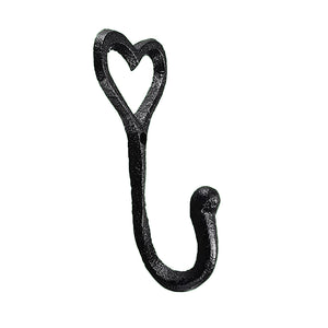 5 Heart Shaped Wrought Iron Coat Hooks – Rustic Wall Mounted Hooks