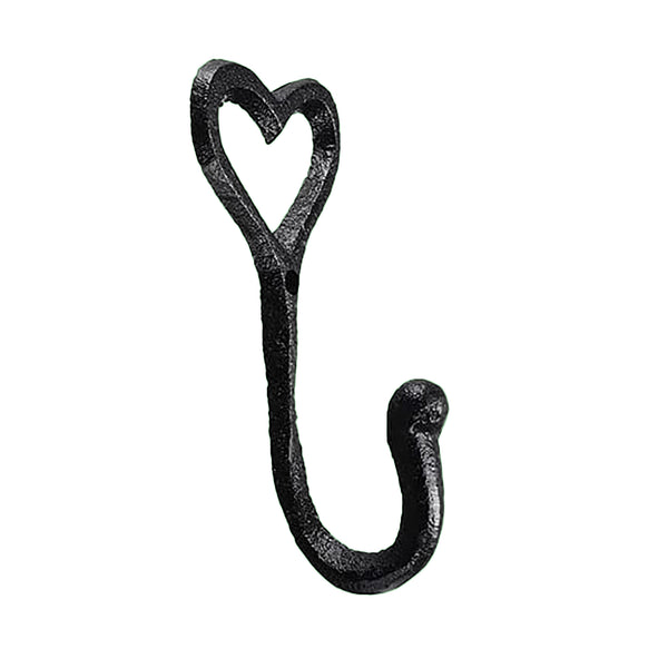 5 Heart Shaped Wrought Iron Coat Hooks – Rustic Wall Mounted Hooks