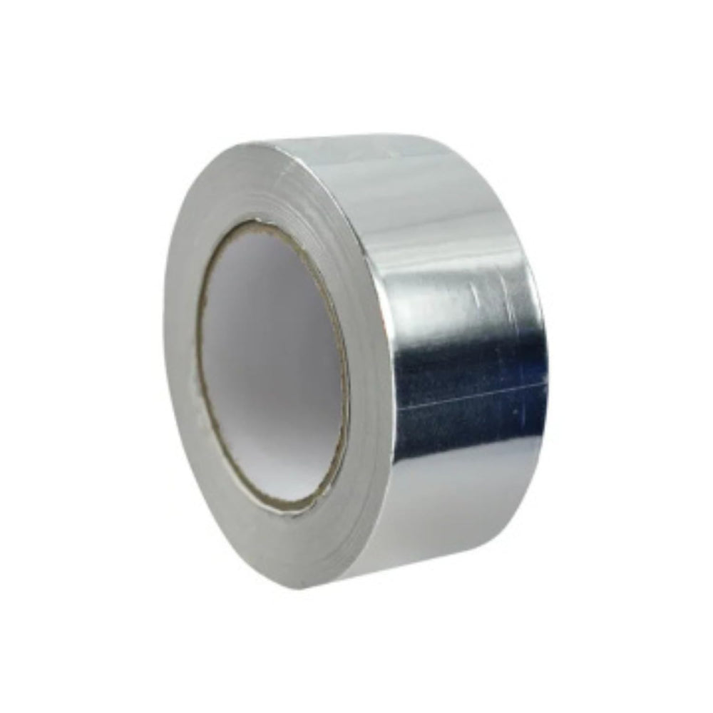 Roll of silver tape on a white background