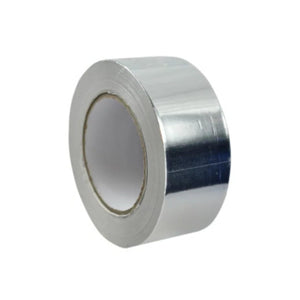 Roll of silver tape on a white background