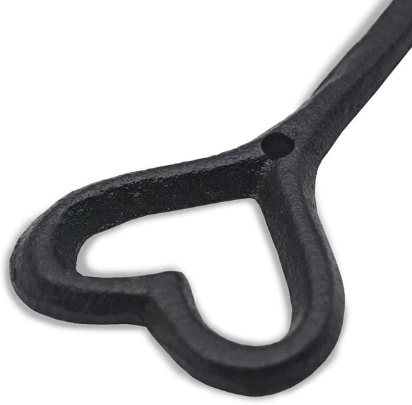 5 Heart Shaped Wrought Iron Coat Hooks – Rustic Wall Mounted Hooks