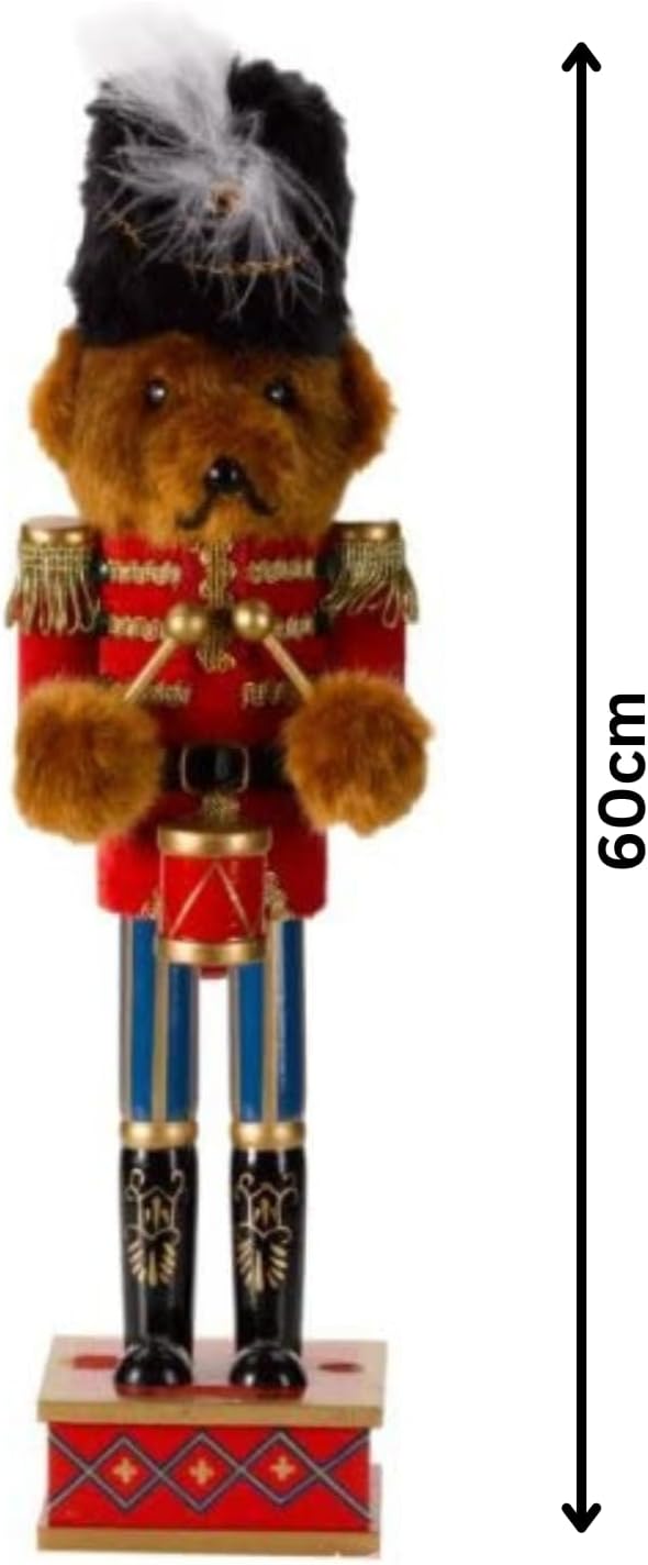 Marco Paul Large Deluxe Teddy Bear Drum Parade Nutcracker Christmas Ornament Wooden