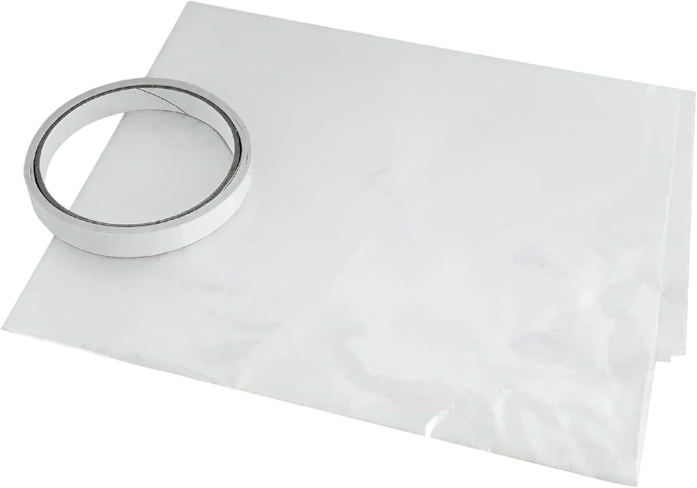 Window with a clear film applied to the glass