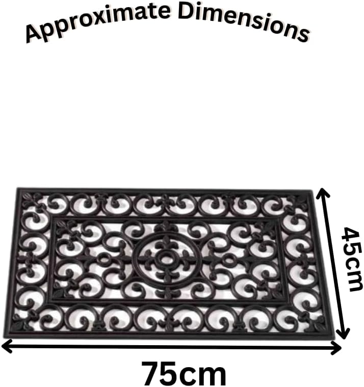 Heavy Duty Rubber Door Mat 75 x 45cm Non Slip Outdoor