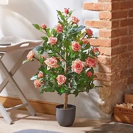 Regent's Rose Potted Plant Home Garden Faux Flowers - Pink 80cm