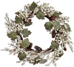 60cm White Berry & Eucalyptus Winter Wreath