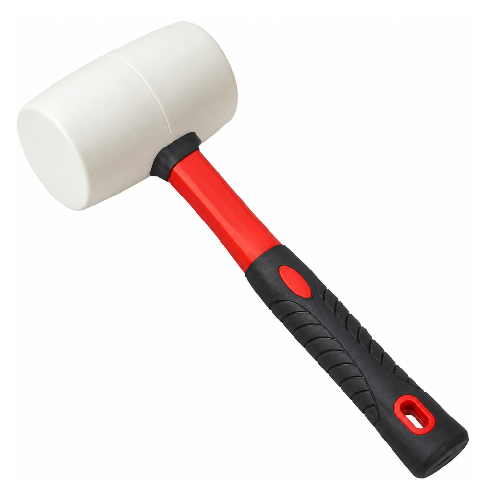 16oz White Rubber Mallet with Fibreglass Handle and TPR Grip