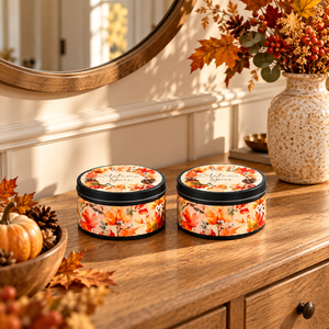 Set of 2 Autumn Spiced Scented Candle Tin with Lid