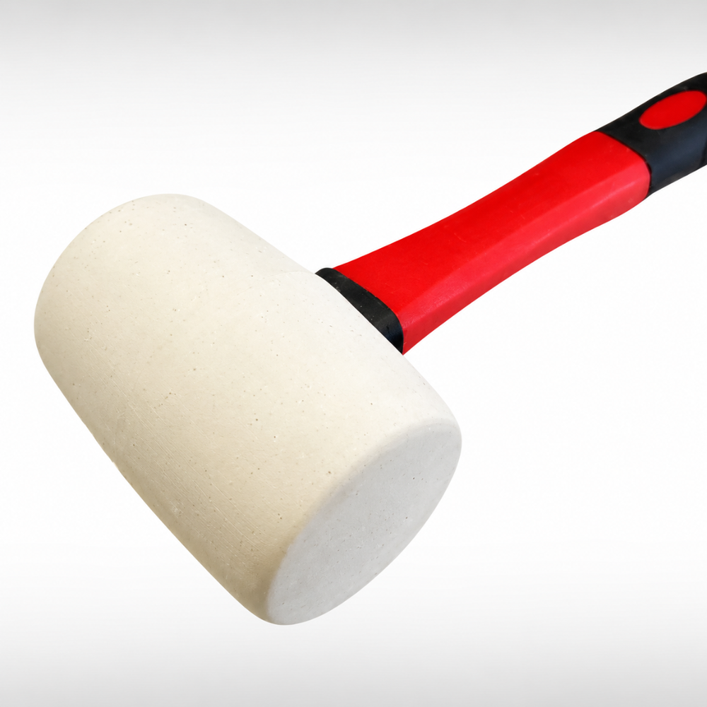 16oz White Rubber Mallet with Fibreglass Handle and TPR Grip