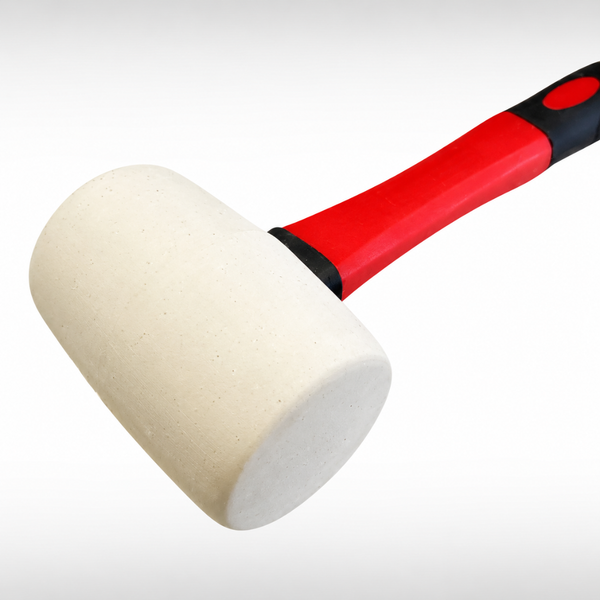 16oz White Rubber Mallet with Fibreglass Handle and TPR Grip