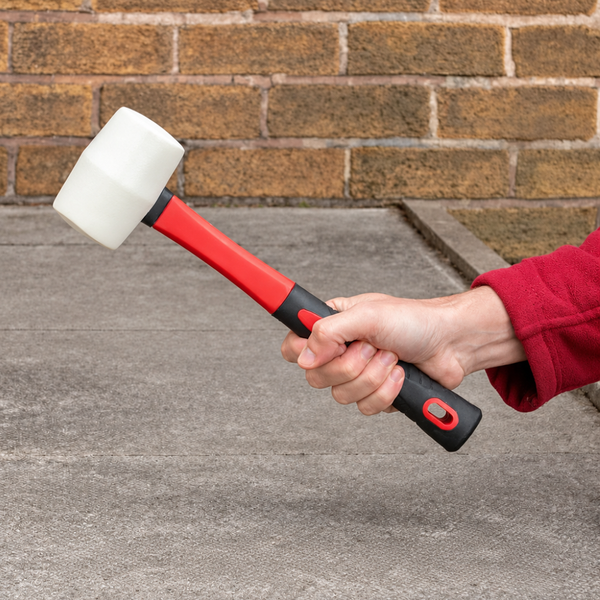 16oz White Rubber Mallet with Fibreglass Handle and TPR Grip