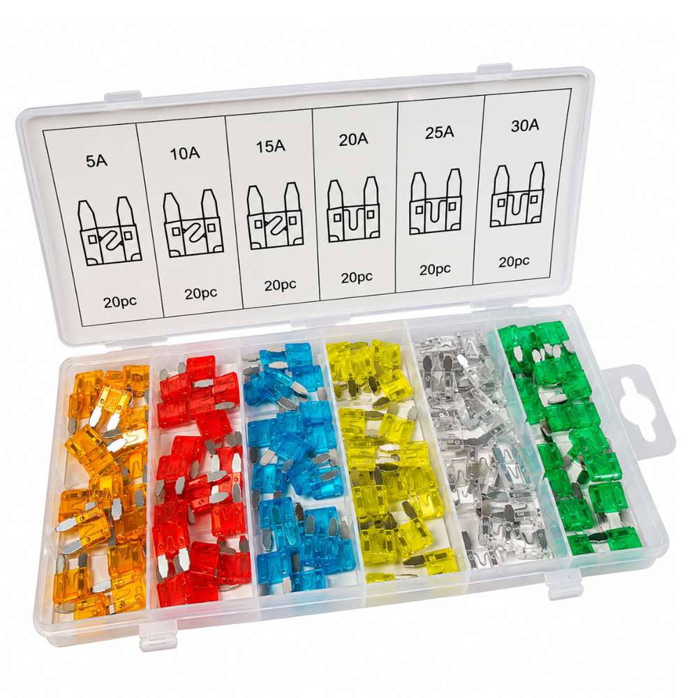 120 Pack Mini Auto Blade Fuses Assorted Car Van Bike Fuse Set 5 10 15 20 25 30 A