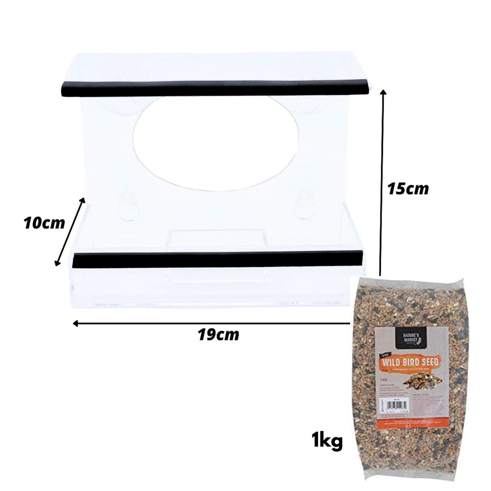 Window Feeder + 1kg Bag of Bird Food (Seed)