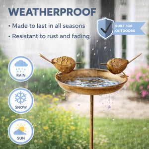 Robin Bird Bath & Feeder Stake for Garden Birds, Outdoor Wildlife & Patio Decor