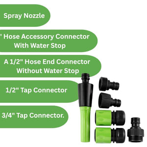 Garden hose fittings with spray nozzle