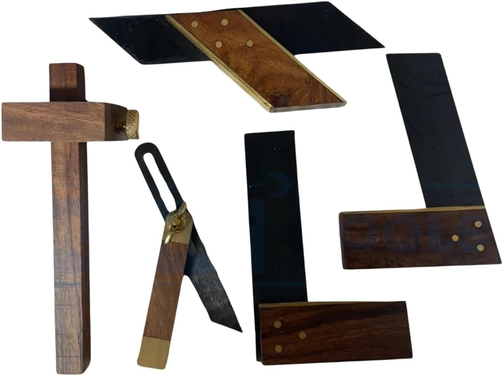 Five piece woodworking measuring tool kit